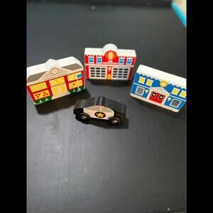 Melissa & Doug Replacement Wooden Buildings and Police Car